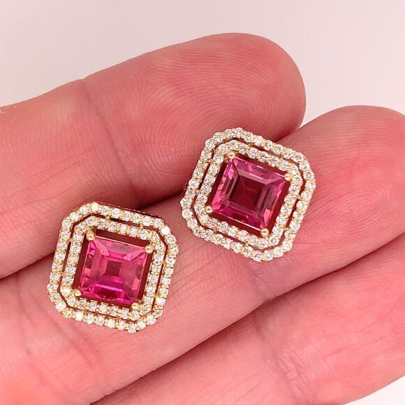 Natural Tourmaline Diamond Earrings 14k Gold 4.47 TCW Certified $6,970 112167 - Picture 8 of 13